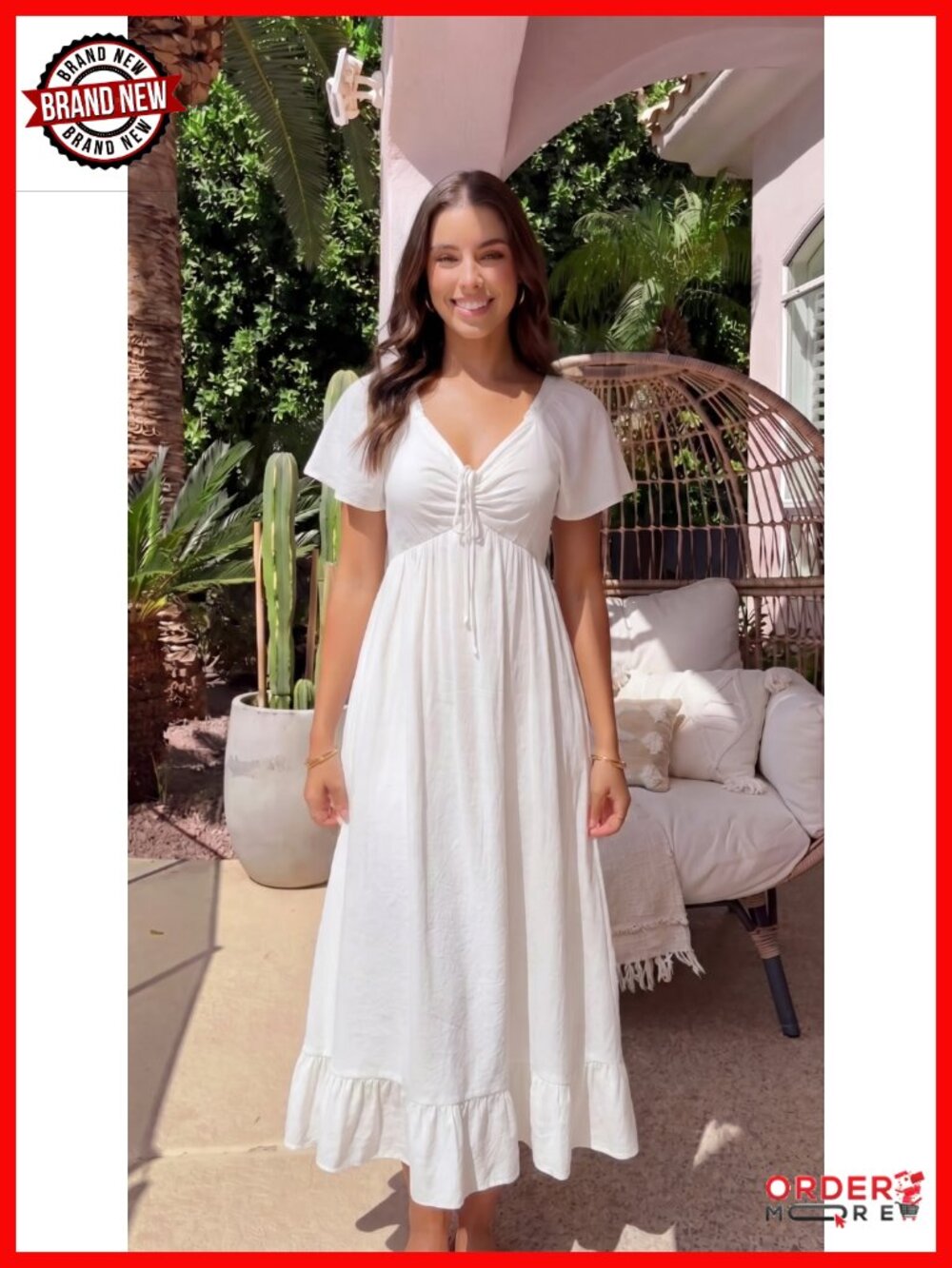 Short Sleeve V Neck Maxi Dress with Pockets - Picture 6 of 6